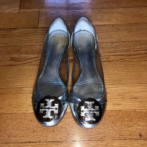 Tory Burch silver flats